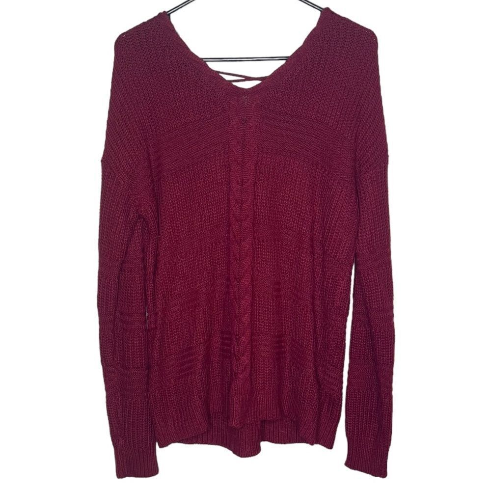 Allison Brittney Purple Burgundy lace neck Sweater size XL